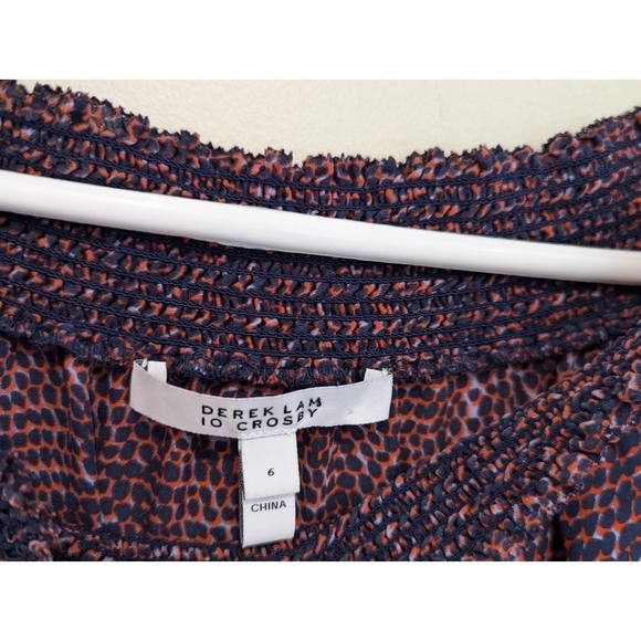 Derek Lam 10 Crosby 100% Silk Leopard Print Off Shoulder Blouse Size 6 - Picture 3 of 8